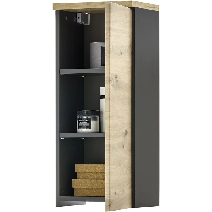 Hängeschrank >Memphis< Grau / Artisan Eiche Dekor - 30x70x23cm (BxHxT) – Bild 2