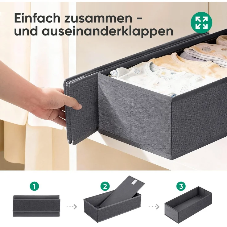 Sekey Schubladen Organizer aus Vliesstoff Faltbare Aufbewahrungsbox für Schrank und Kleiderschrank 22 x 51 x 11 cm 8 Stück – Bild 4