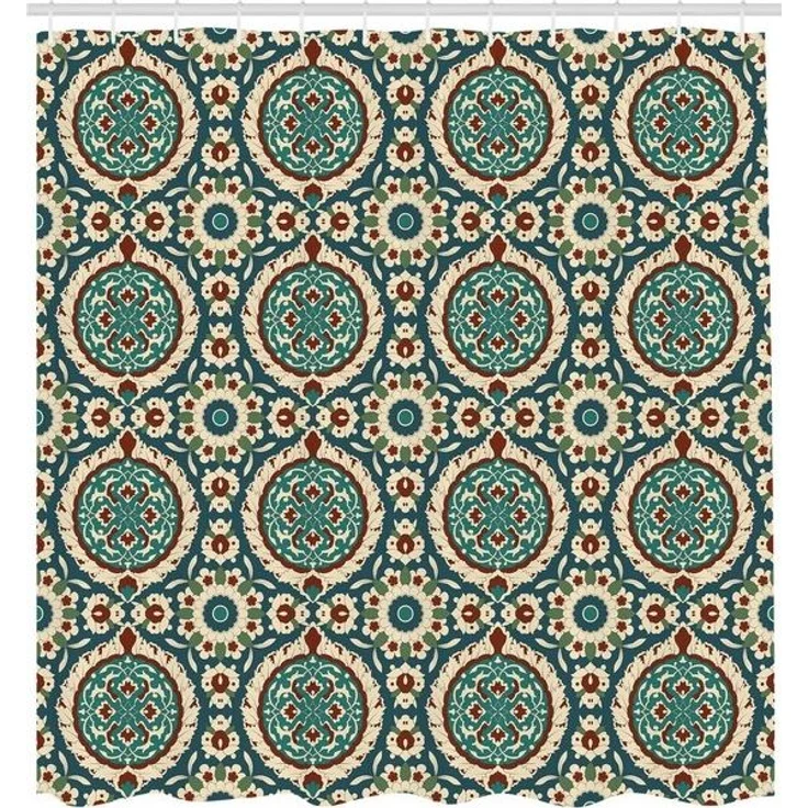 Abakuhaus Duschvorhang Moderner Digitaldruck mit 12 Haken auf Stoff Wasser Resistent Breite 175 cm, Höhe 180 cm, orientalisch Retro nostalgisches Design – Bild 4