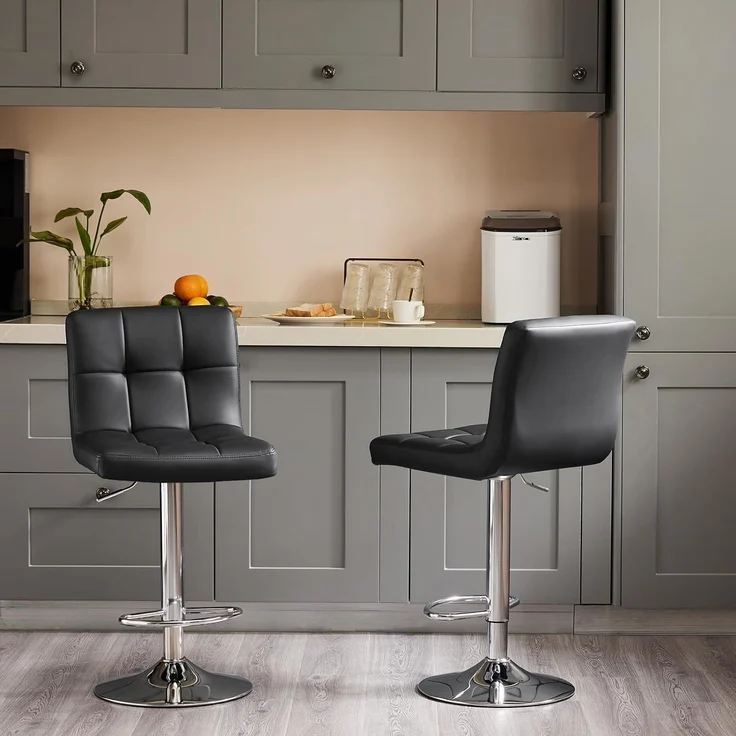 DUMOS barhocker 2er Set, moderner Stil barstuhl höhenverstellbar 60-80 cm, Metallbeine bar hocker, hocker küche, hoch barhocker mit lehne, geeignet für Bar, Küche und Wohnzimmer bar Stool (Schwarz) – Bild 6