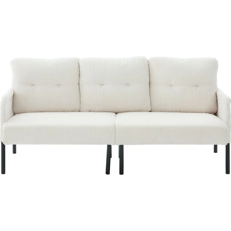 LVHOM 3-Sitzer Sofa mit Metallsockel, Polstersofa mit Seitentaschen, Loungesofa aus Cordstoff, Ergonomisches Stoffsofa, 171x72x80cm – Bild 2