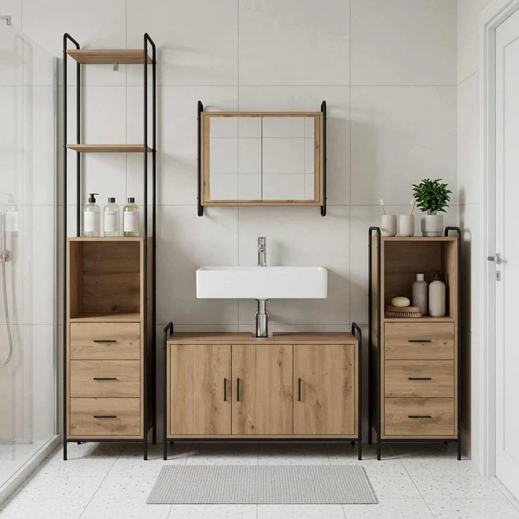 vidaXL Badezimmerschrank-Set 4 stk. Artisan-Eiche 40 x 36 x 200,5 cm 3444674 – Bild 1