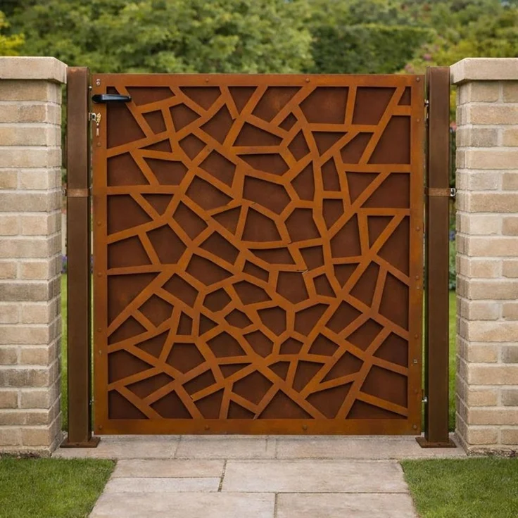 Gartentür Zauntür Gartentor 120cm Rost Hoftor Hoftür Gartenpforte Zauntor Design – Bild 1