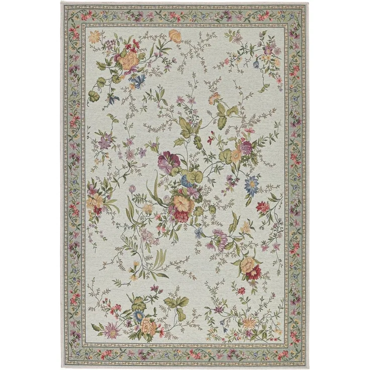 THEKO Teppich Flomi Sagrini, rechteckig, Höhe: 4 mm, Flachgewebe, Pastell-Farben, Blumen Design
