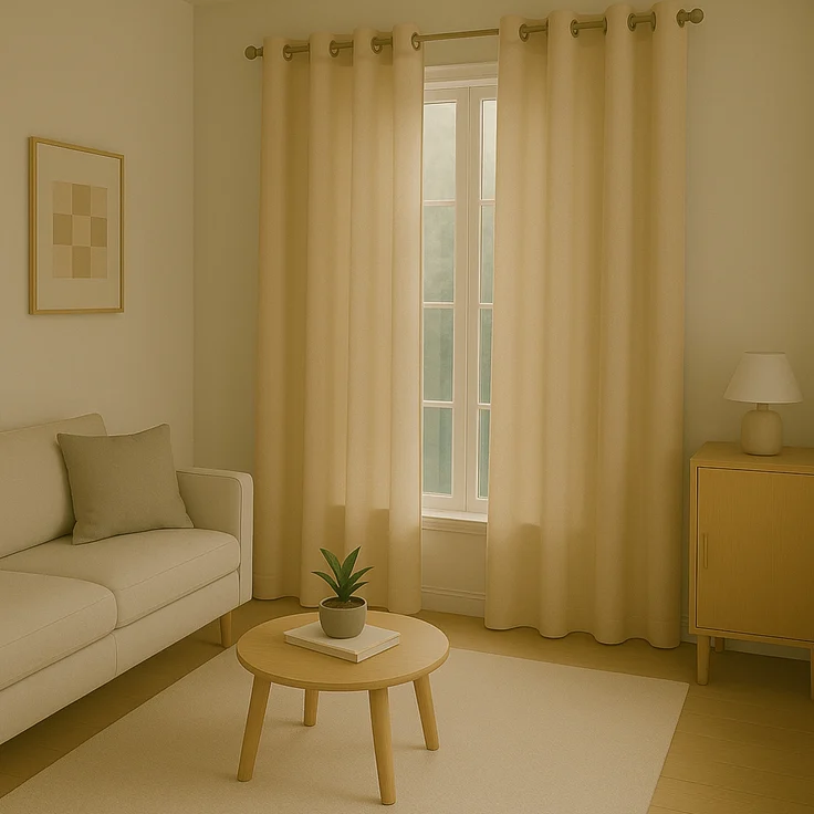 Gardine mit Ösen *** x *** cm ( Breite x Länge ) in ***, blickdichter Vorhang, Ösenvorhang in vielen Variationen 140x145 cm Beige – Bild 5