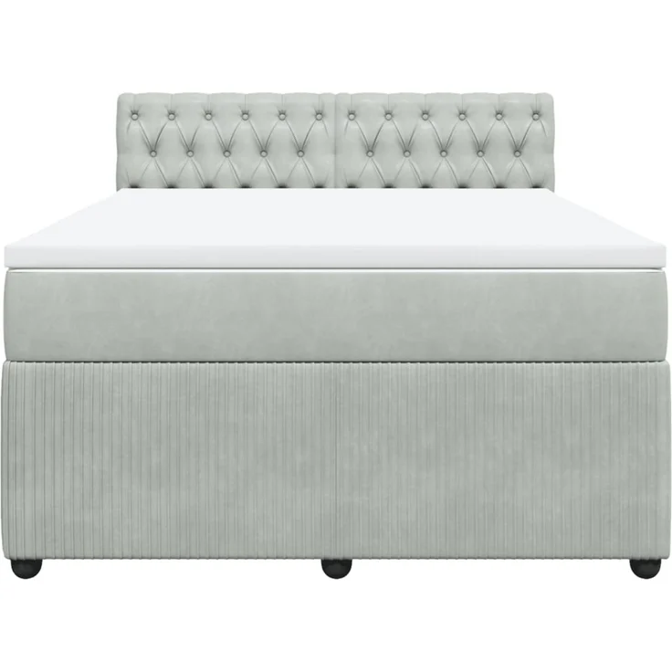 vidaXL Boxspringbett mit Matratze Hellgrau 140x200 cm Samt 3287764 – Bild 4
