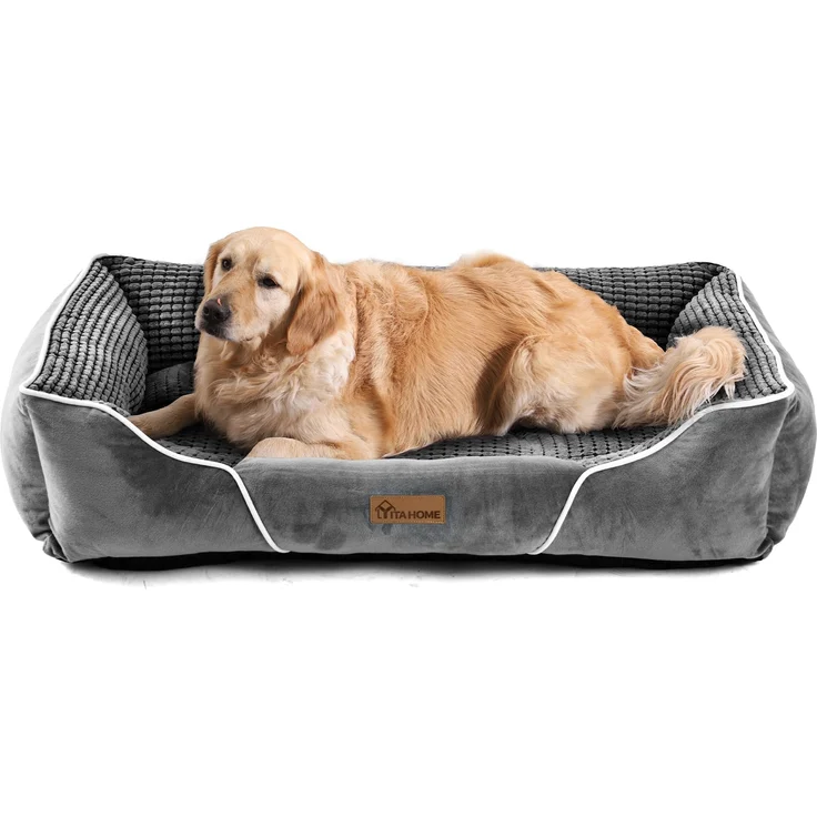 YITAHOME Hundebett für Hunde mittlerer und großer Größe, Hundekissen,Hundebetten, 89x64 cm, rutschfeste Unterseite Hundesofa,grau