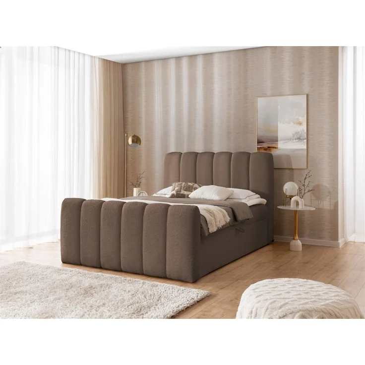 Boxspringbett Schlafzimmerbett DENIS 120x200cm Stoff Catch Me Braun – Bild 1