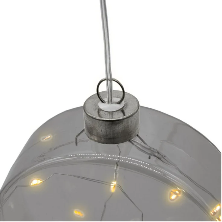 Spetebo LED Dekolicht Glas Disc 12 cm warm weiß beleuchtet, Timer, LED fest integriert, warm weiß, Weihnachtsdeko Kugel Batterie betrieben mit Timer – Bild 4
