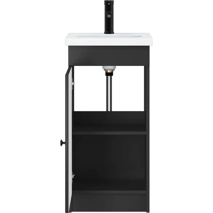 vidaXL Badezimmerschrank mit Waschbecken Schwarz 42 x 40 x 84,5 cm 890055 – Bild 3
