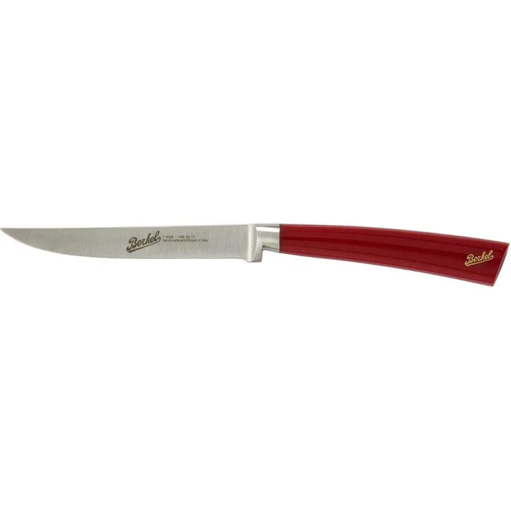 Van Berkel Steakmesser Elegance Serie Klingenlänge 11 cm Griff Rot Blisterverpackung