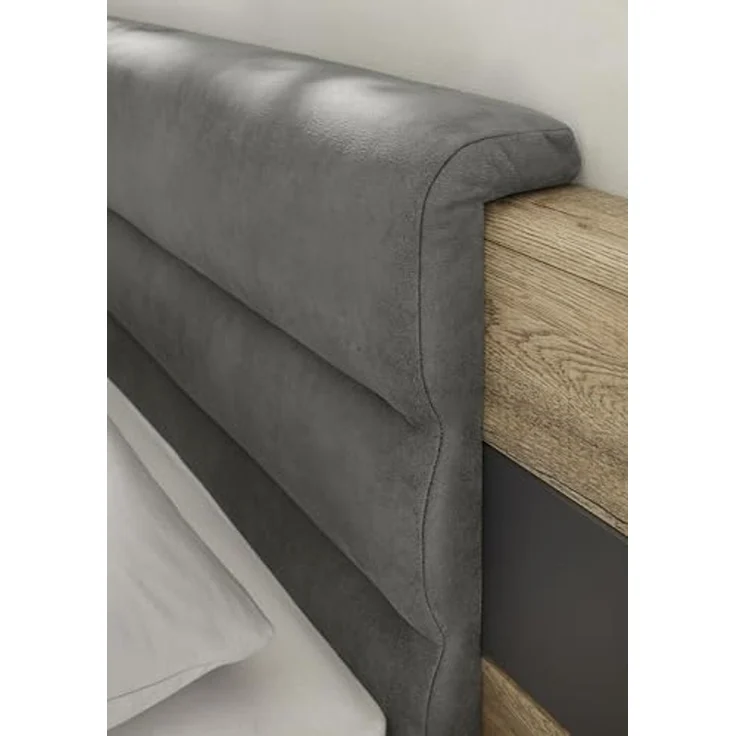 Bettanlage >LINEA< in Bartex Eiche / Graphit - 296x97x210cm (BxHxT) – Bild 7