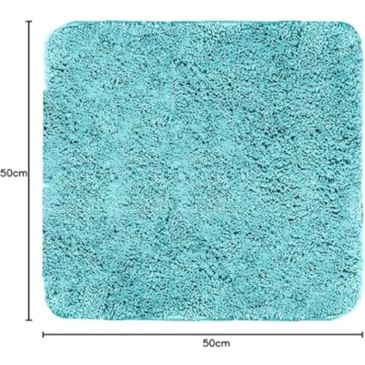 Brandsseller Badezimmerteppich 50x50 cm Badvorleger Badematte Badteppich quadratisch Chenille rutschfest saugstark maschinenwaschbar - Türkis – Bild 3