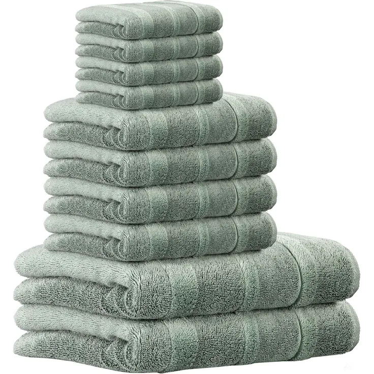 CAWÖ Handtuch Set, 10-tlg. - Noblesse2, 2x Duschtuch, 4x Handtuch, 4x Gästetuch Grün Set