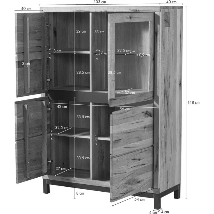 Highboard Wildeiche 103x40x148 bianco geölt VILLANDERS #205 – Bild 5