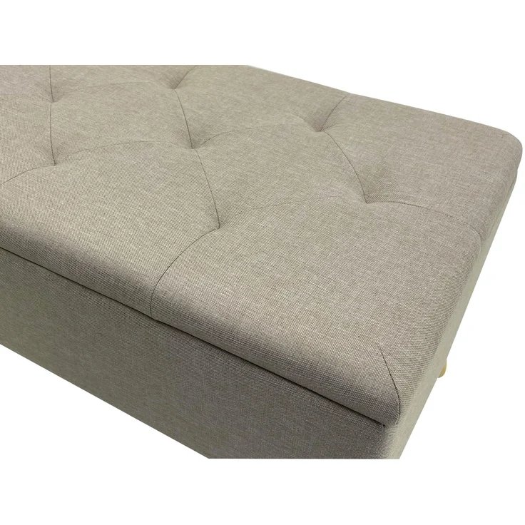 Zedelmaier Sitztruhe Sitztruhe Sitzhocker Fußhocker mit Stauraum LeinenDeckel und Holzfüßen (ZD8040), 43L /Max. Tragfähigkeit 300kg 76 x 39,5 x 40 cm Beige – Bild 2