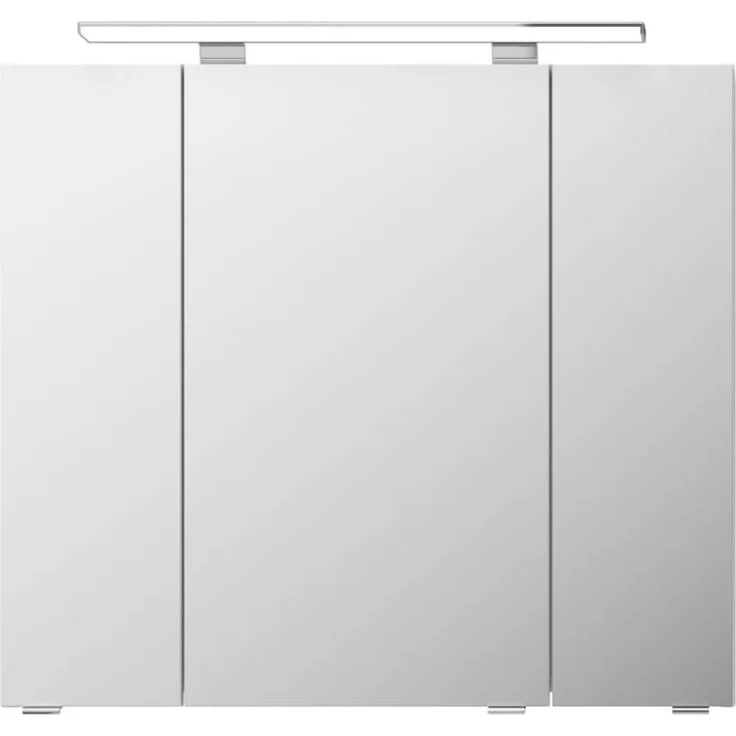 Pelipal Spiegelschrank Fokus 4010, Weiß Glanz, 3 Spiegeltüren mit LED-Aufsatzleuchte, Breite 800 mm