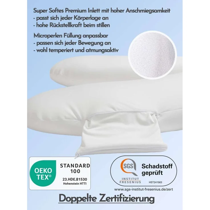 pic Bear Stillkissen PREMIUM 194 cm, grayed jade Musselin : grayed jade Musselin – Bild 4