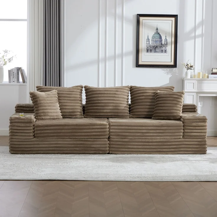 ZUBALIYA Schlafsofa 98x87 cm, mit Stauraum, mit Treppe, mit Leiter, mit Cordbezug, mit Schaumstoffpolsterung, Rot – Bild 17