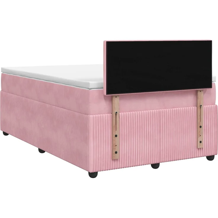 vidaXL Boxspringbett mit Matratze mit Kopfteil Rosa 120 x 200 cm Samt 3451660 – Bild 8
