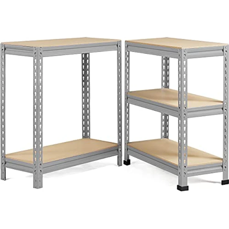 Yaheetech 5 Böden Schwerlastregal 70 cm breit, Speisekammer Regal Lagerregale, Kellerregal Metall, Werkzeugregale, hell grau – Bild 6