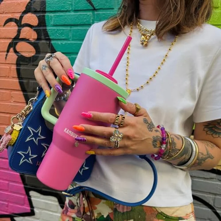 Kambukka Rio Tumbler 950ml Bubblegum Mint Thermobecher mit Teleskopstrohhalm – Bild 7