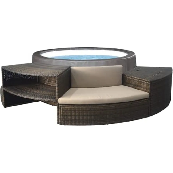 NetSpa Vita Premium Whirlpool halbstarr rund für 6 Personen Ø 184 x 73 cm inkl. Umrandung mit Mobili