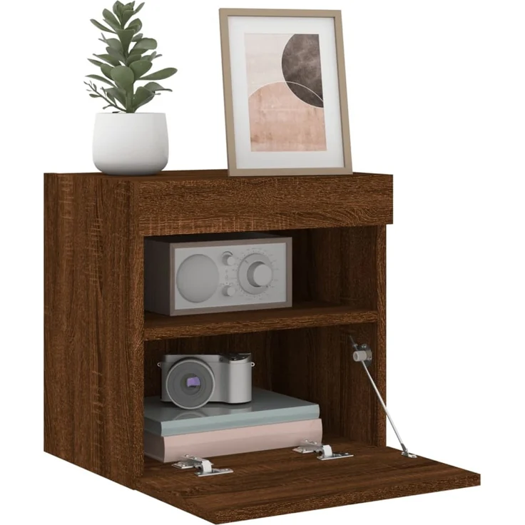 TV-Wandschrank, Fernsehschrank mit LED-Leuchten Braun Eichen-Optik 40x30x40 cm – Bild 7
