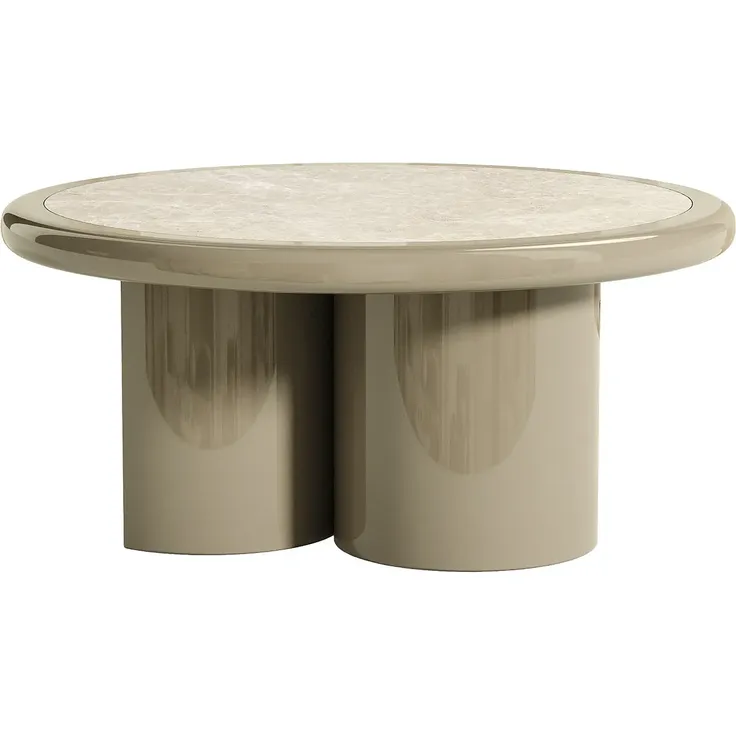 Vente-unique - DIRAMA Couchtisch Marmor SchokoladenbraunBeige - B 90 cm x H 40 cm x L 90 cm – Bild 4