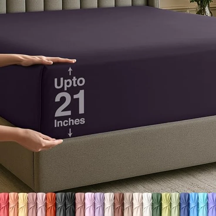 Utopia Bedding Spannbettlaken für King-Size-Bett, extra tiefes Spannbetttuch, passend für Matratzen bis zu 53,3 cm, schrumpft und lichtbeständig, pflegeleicht, nur 1 Spannbetttuch, tiefe Tasche – Bild 2