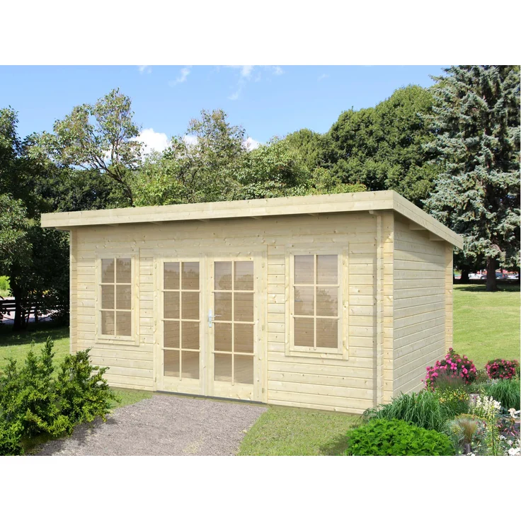 Palmako Gartenhaus Lisa 142 m² Gartenhaus aus Holz Holzhaus mit 44 mm Wandstärke Blockbohlenhaus mit Montagematerial – Bild 1