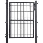 SONGMICS Gartentor aus verzinktem Stahl, Gartentür, Zauntor, Hoftor, mit Qualitätsschloss, Türklinke und Schlüssel, 106 x 125 cm (L x H), grau GGD175GY