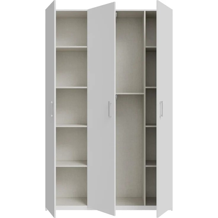 Forte HOME NOOK Mehrzweckschrank 135 40, moderner Drehtürenschrank mit 3Türen, Flur, Holzwerkstoff, Weiß, 133,2 cm breit x 210,5 cm hoch x 42 cm tief – Bild 7