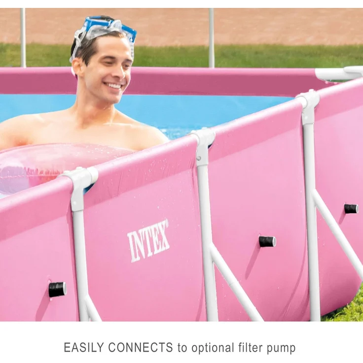 Intex 28266NP - Rechteckiger Aufstellpool mit Rahmen, 1662 L, Stahl und PVC, Rosa, 220 x 150 x 60 cm – Bild 7