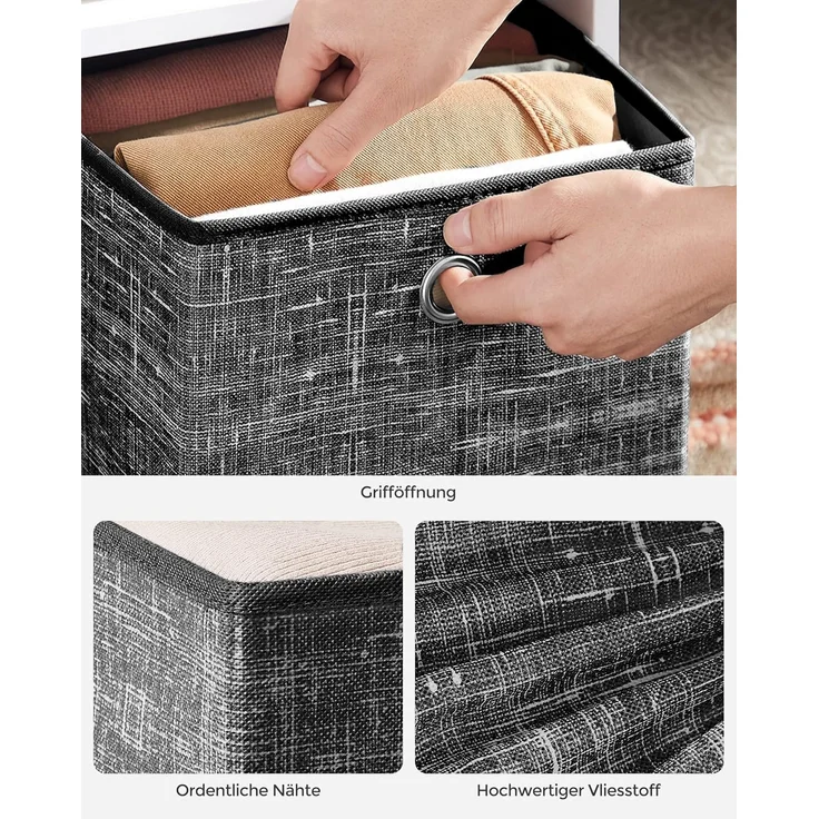 SONGMICS Aufbewahrungsbox, 6er Set, Ordnungsboxen aus Vliesstoff mit Griff, Boxen Aufbewahrung, 33 x 33 x 33 cm, Organizer Box, für Würfelregal, Faltbox, Kleideraufbewahrung, schwarz meliert RFBDE033B01V1 – Bild 4