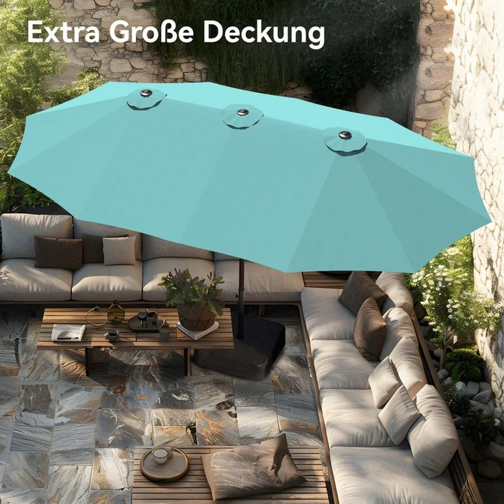 PHI VILLA Sonnenschirm, Poolside Lawn Hinterhof Regenschirm, Rechteckiger Marktschirm mit Ständer, Großer Sonnenschirm für die Terrasse (mit Fuß) – Bild 4