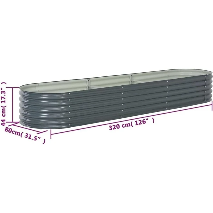 DELUKE® rundes Hochbeet für Garten BLUMO Verzinkter Stahl Hochbeet Metall Gartenbeet rund Kräuterbeet Blumenbeet Frühbeet für Garten Gemüsebeet, 320x80x44cm, Grau – Bild 2