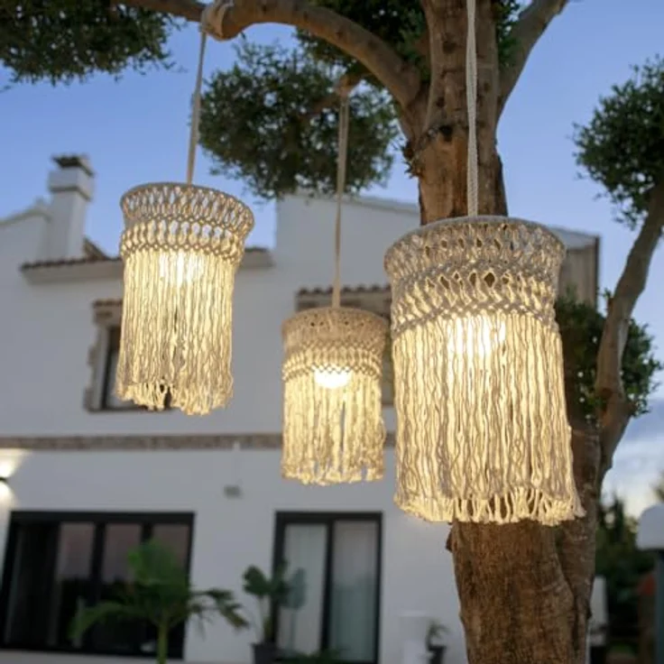NewGarden MYKONOS HANG LED Pendelleuchte mit Baumwollseil, Fernbedienung, IP54, wetterfest – Bild 2