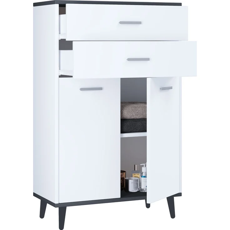 VCM Kommode & Sideboard Lindas 918178 Weiß / Anthrazit H. 97 x B. 60 x T. 28 cm – Bild 1