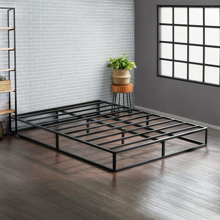 Olee sleep 22cm Modernes Metall-Plattform-Bettgestell / Bett / Metall / Metall-Bettgestell / Stahl-Lattenrost / Matratzenrahmen / Kein Boxspring erforderlich / 140x200 cm / Full / Schwarz – Bild 4