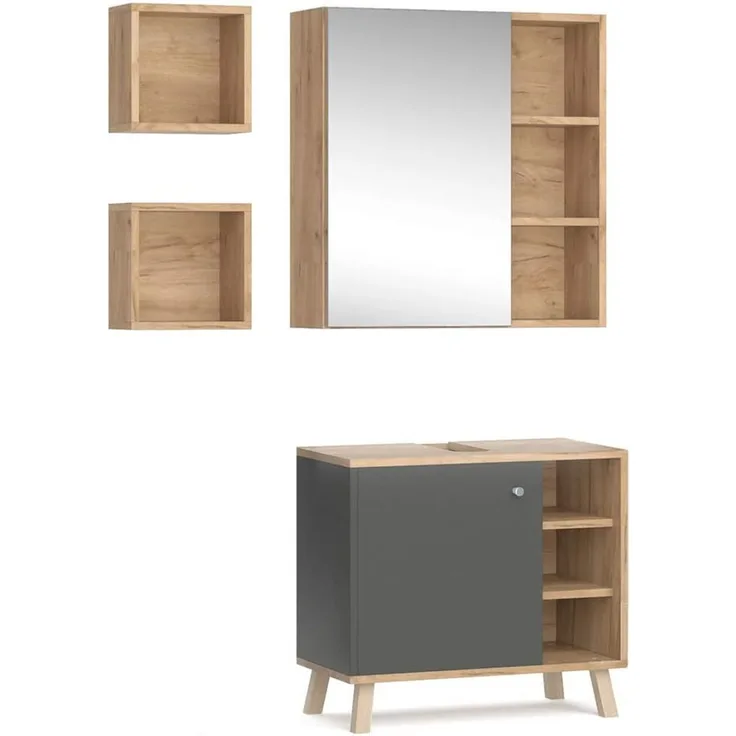 Badmöbel-Set Senyo Anthrazit 2-teilig Vicco