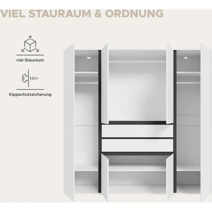 Falun Kleiderschrank 4-türig in weiß – Bild 8