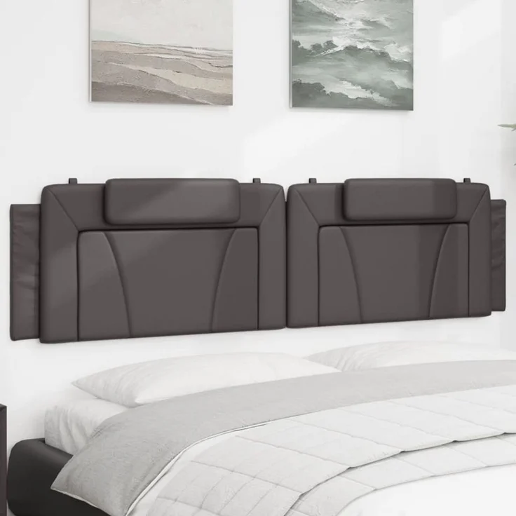 vidaXL Bett Kopfteil-Kissen "Viana" Grau 200 cm Kunstleder (1-tlg) – Bild 2