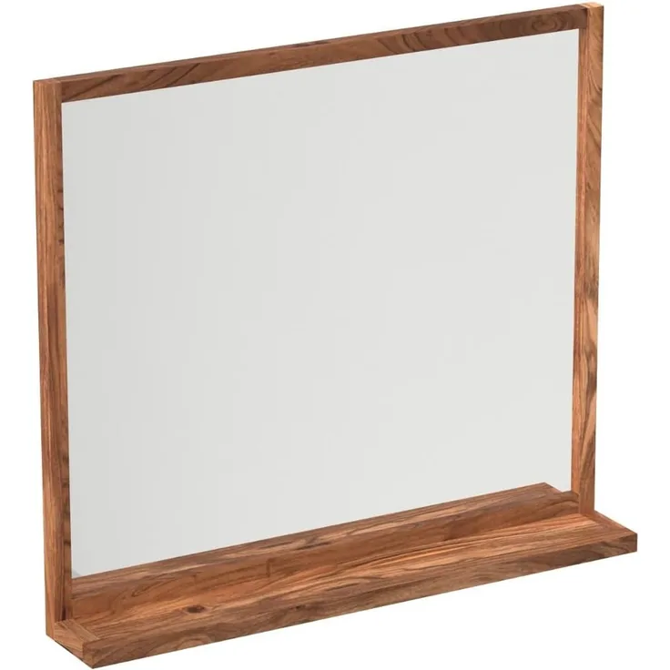 Spiegel Akazie Holz 93x75 cm Woodkings Sydney braun rechteckig Wandspiegel mit Ablage Flurspiegel Garderobenspiegel Landhausstil