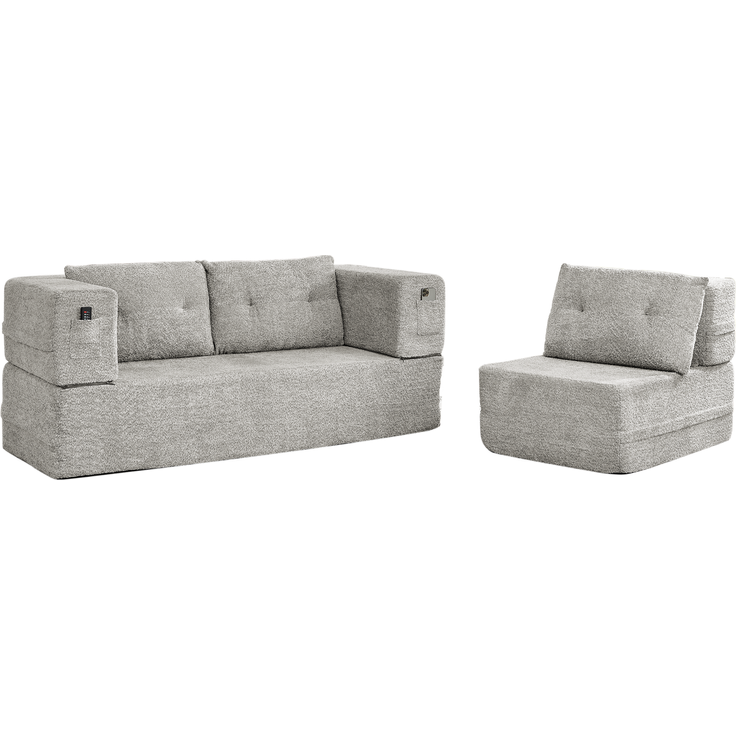 ZUBALIYA SchlafSofa mit breiten Armlehnen, modular aufgebaut, ohne aufwendige Montage, für Wohnzimmer und Apartments, Dunkelgrau – Bild 17