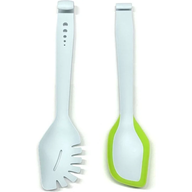 HAC24 Servierzange 2x Küchenhelfer Salatbesteck Servierbesteck Teigschaber Nudelzange, 5in1 Kräuter Abstreifer Spaghetti Zange Silikonschaber Universalzange – Bild 3