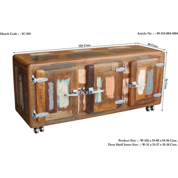 Sideboard Altholz 126x40x56 mehrfarbig lackiert FREEZY #04 – Bild 6