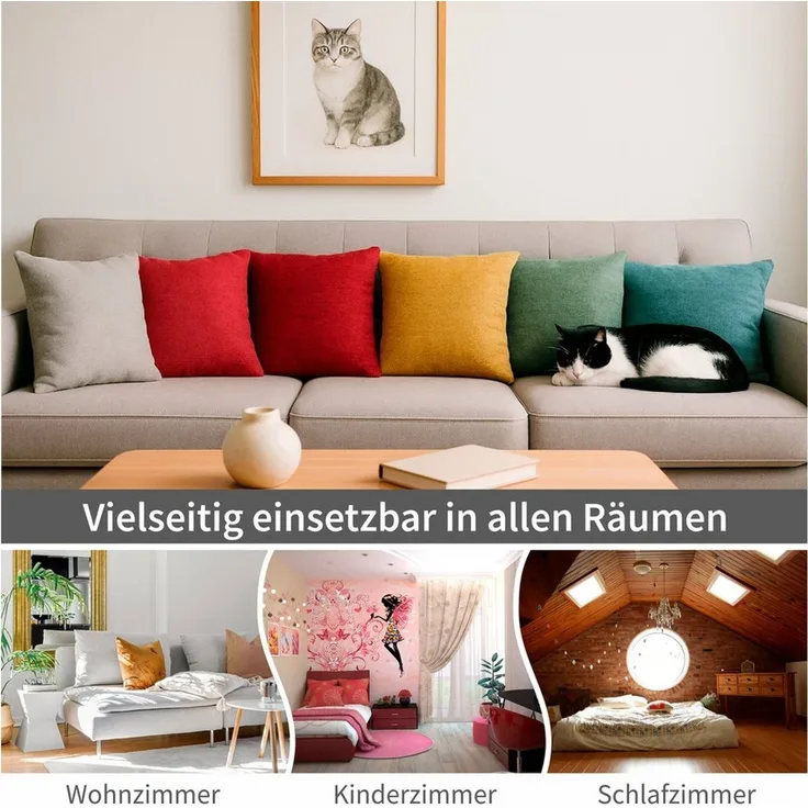 matches21 HOME & HOBBY Kissenbezüge 2er Set Kissenhüllen 45x45 cm altrosa meliert als weiche Dekokissen, (2 Stück), Zierkissen-Bezüge für Sofa-Kissen, Couch-Kissen
