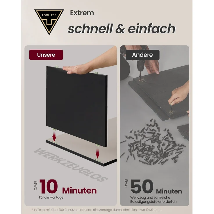 Vasagle Nachttisch (2-St), werkzeuglose Montage,Beistelltisch,Nachtschrank 1/2er set – Bild 3