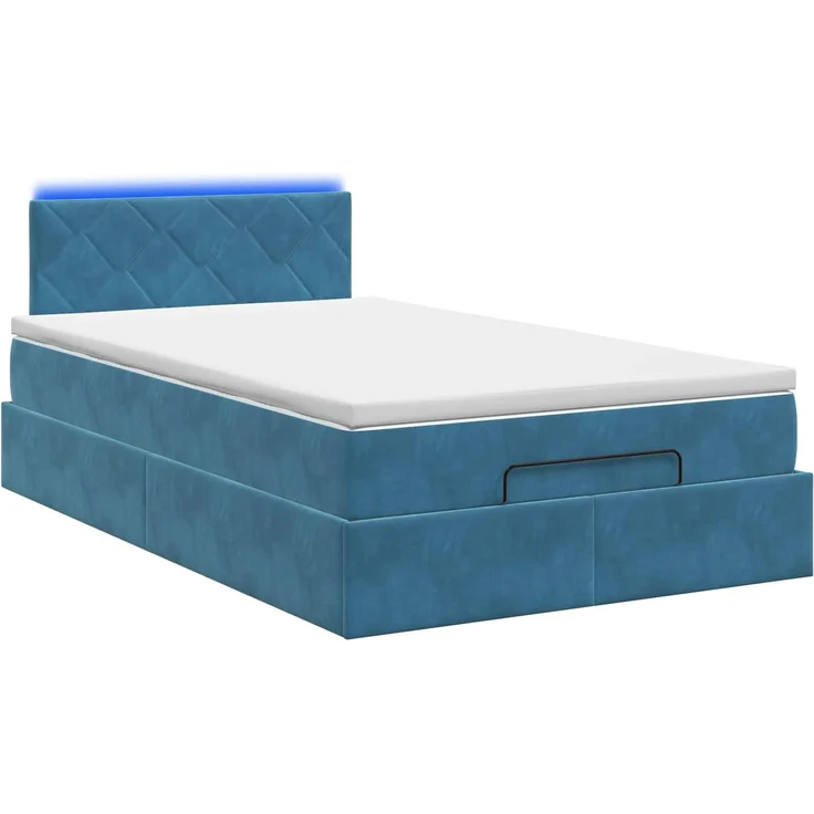 vidaXL Ottoman-Bett mit Matratze und LED Dunkelblau 120 x 190 cm Samt 3457201 – Bild 9